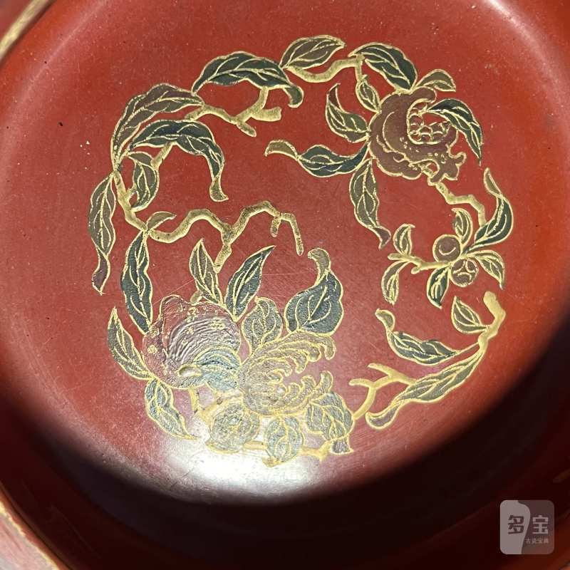明 漆器描金花卉纹洗 - 图6